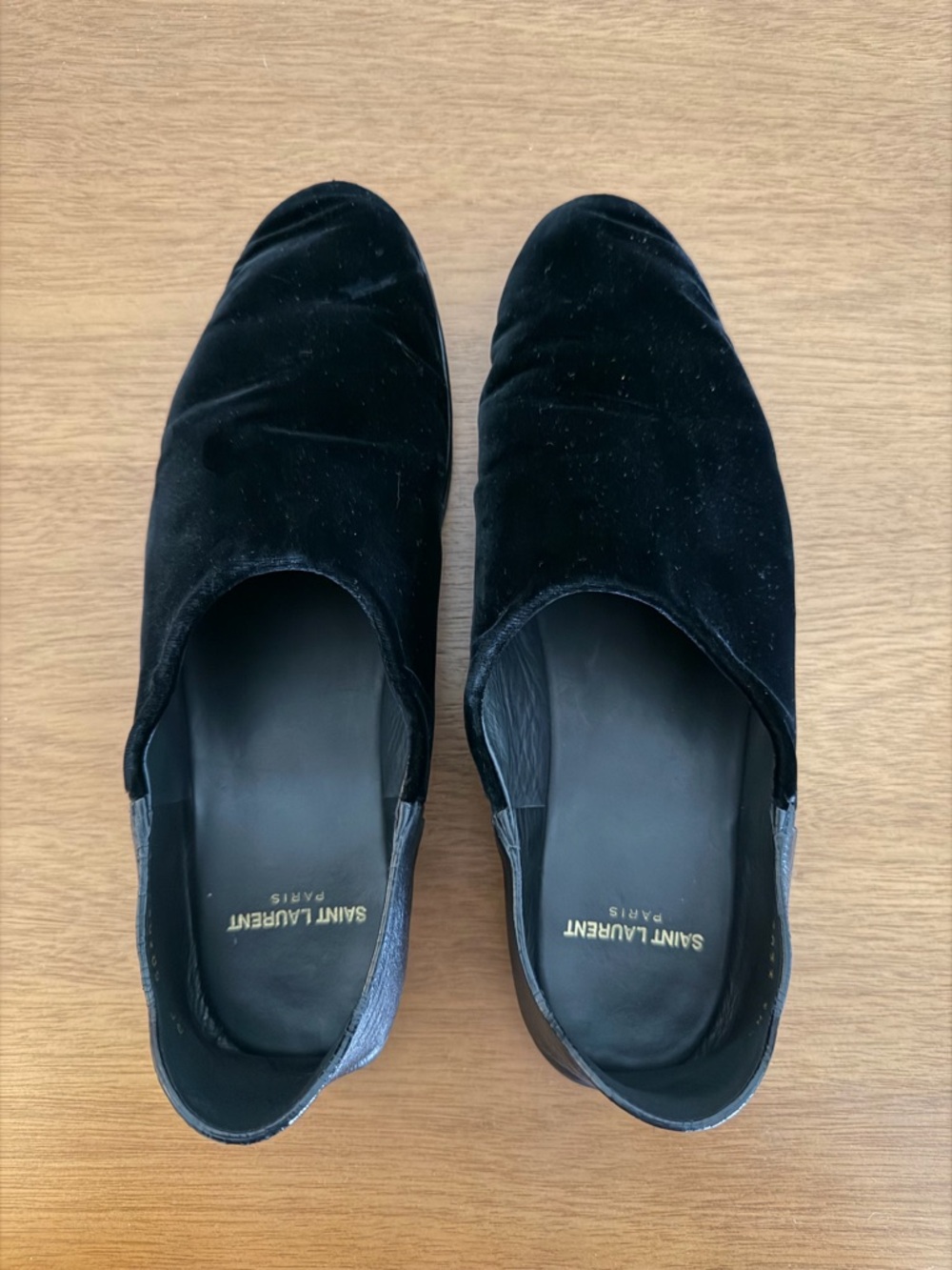 Saint Laurent Vintage Black Velvet Slip-On Women’s Oxfords